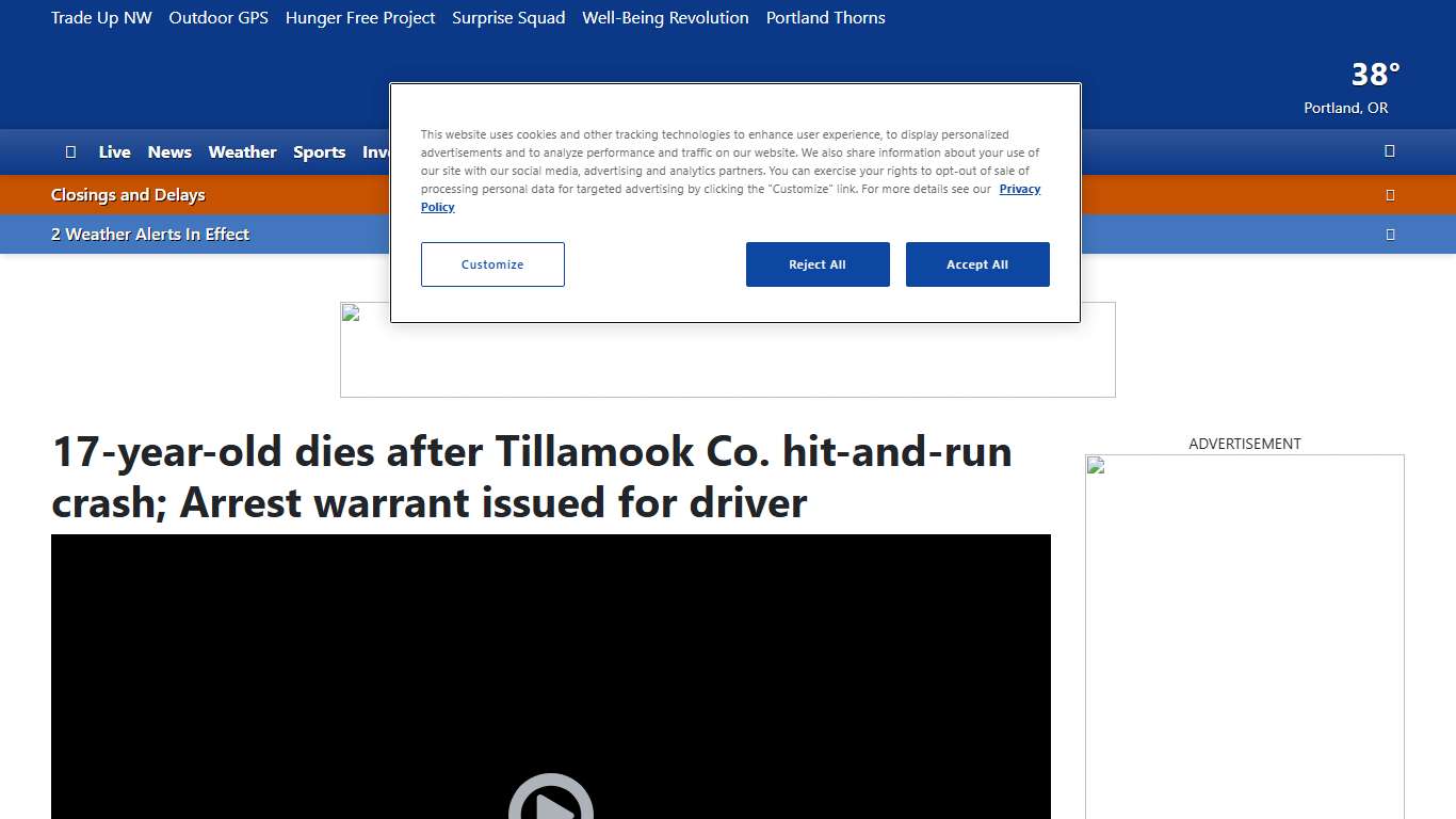 17-year-old dies after Tillamook Co. hit-and-run crash; Arrest warrant issued for driver