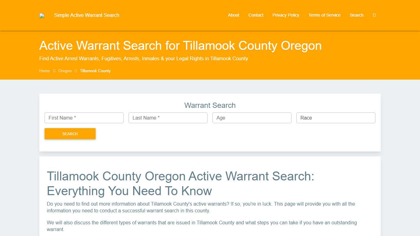 Active Warrant Search in Tillamook County Oregon - Outstanding Warrants